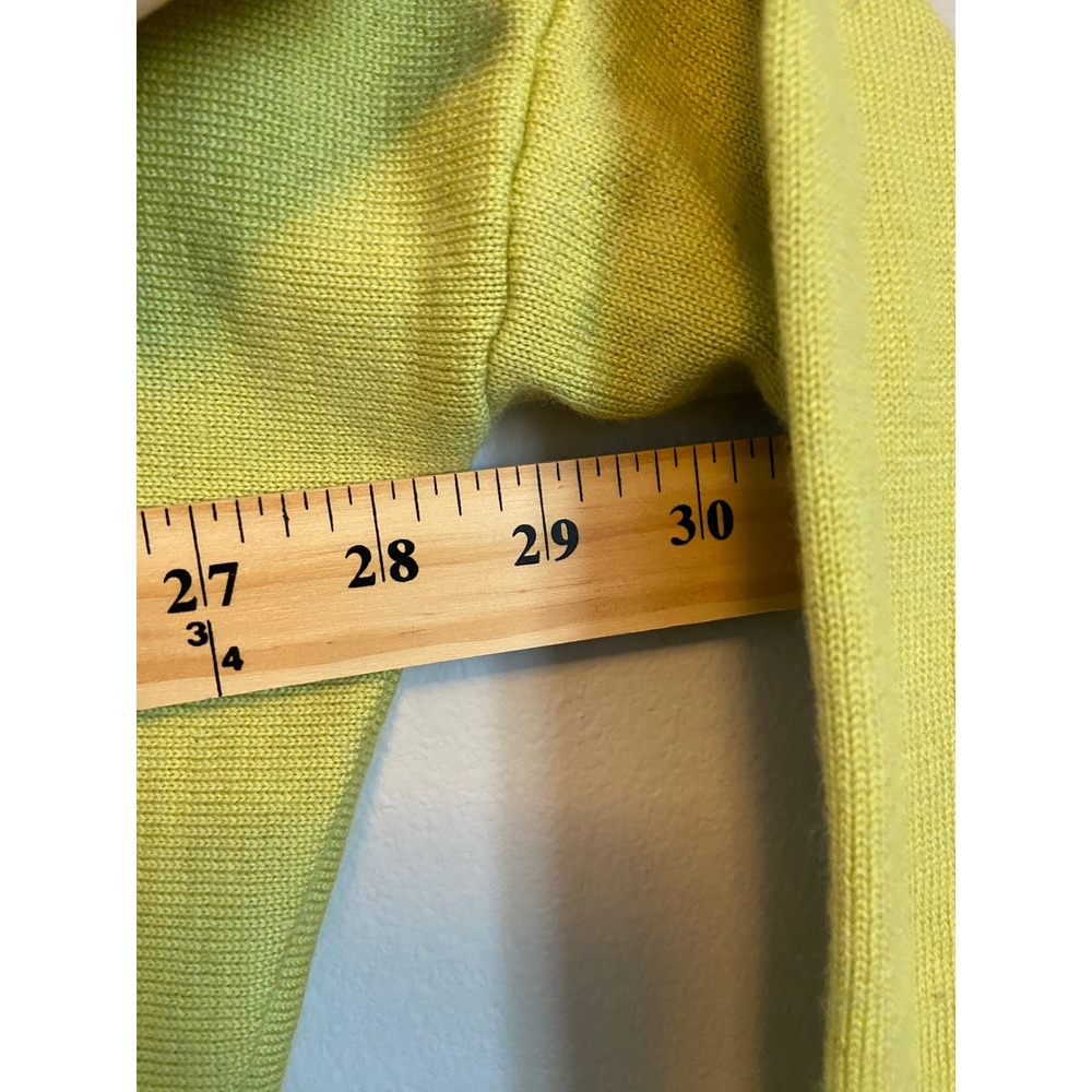 Eileen Fisher Merino Wool V-Neck Sweater Chartreuse Green Boxy High-Low Large - Picture 5 of 6